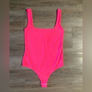 PrettyLittleThing Bodysuit 6 Hot Pink Squareneck Barbie Barbiecore NWT
